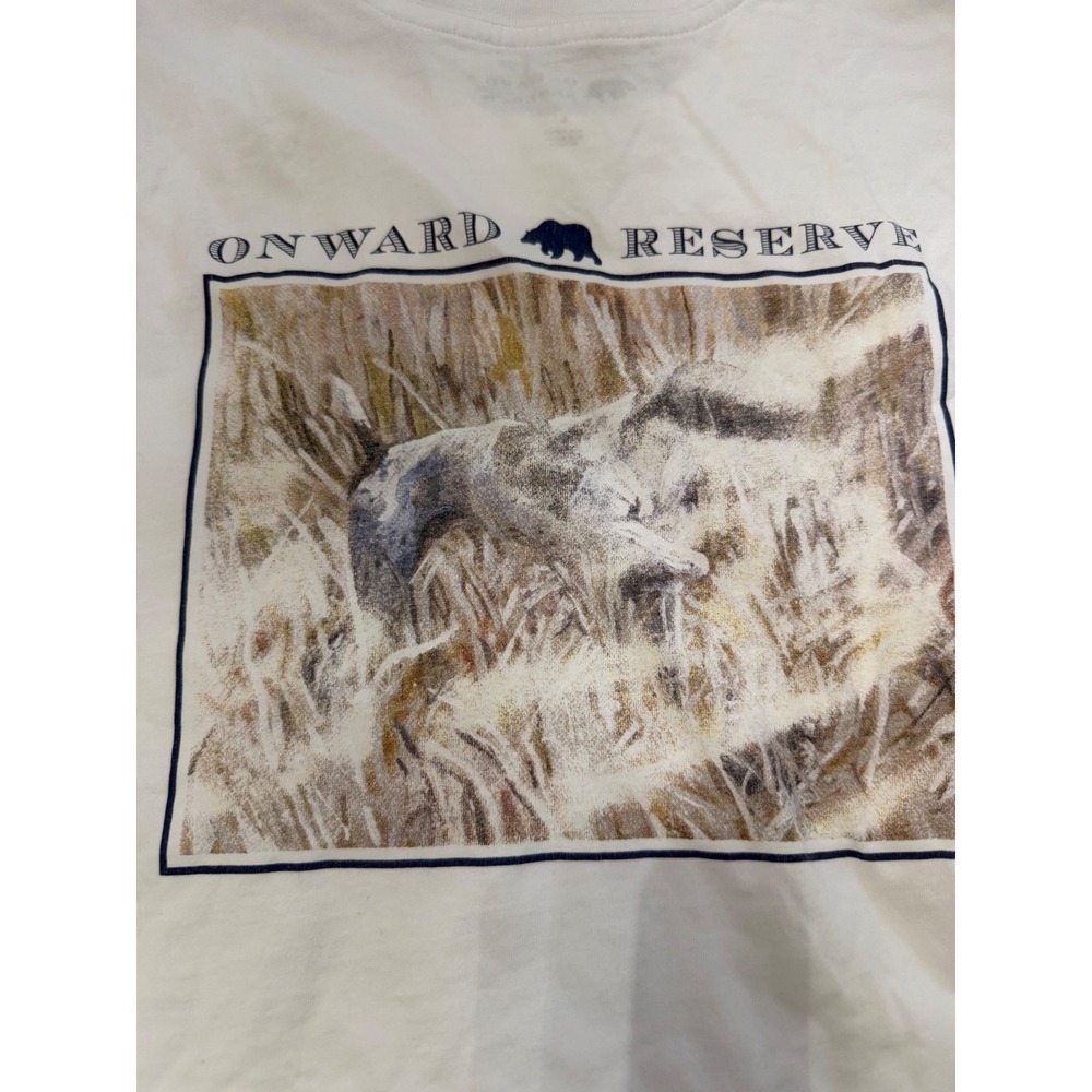 Onward Reserve Mens White Hunting Dog Graphic Pocket T-Shirt Size L